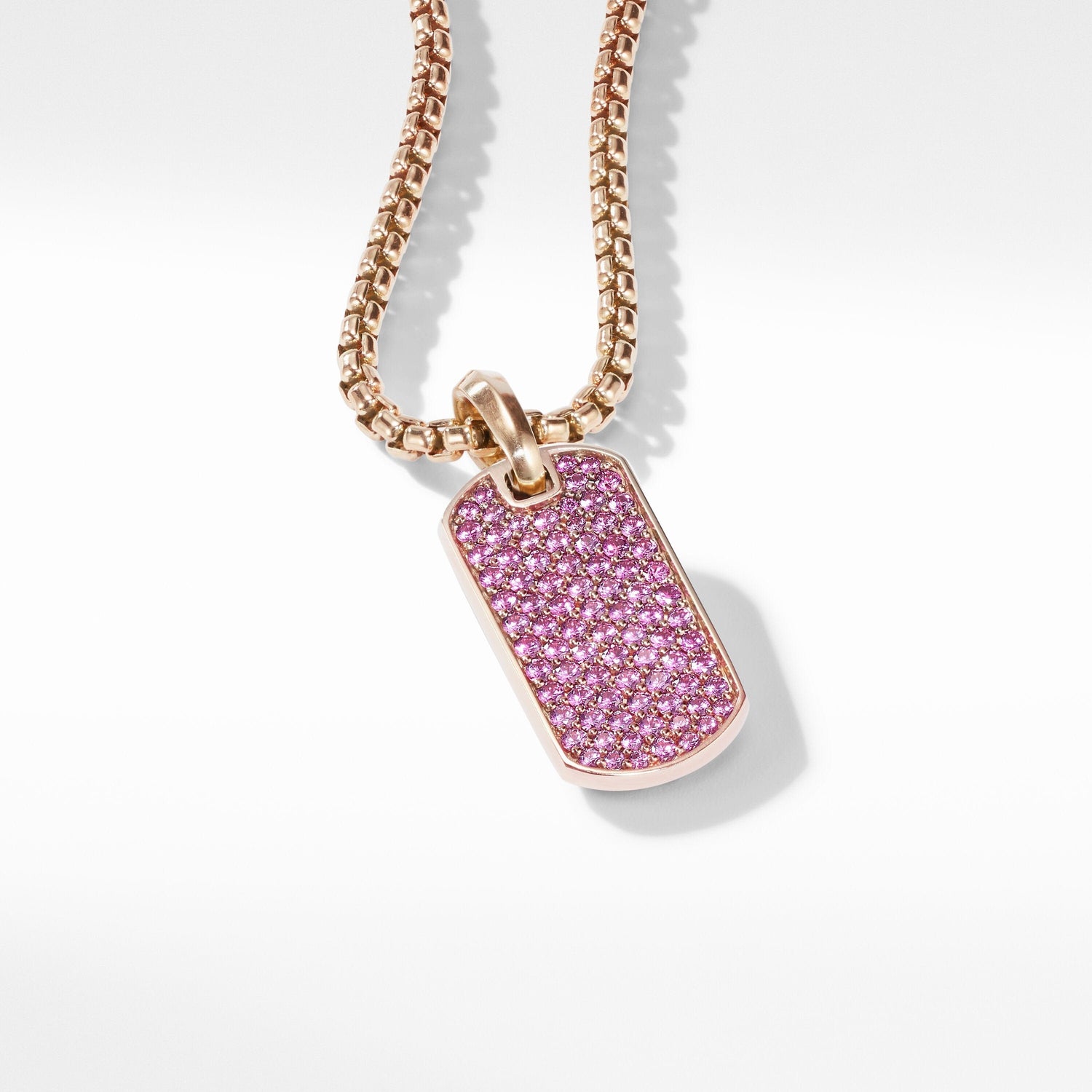 Pave Pink Sapphire Tag in 18K Rose Gold - David Yurman- Diamond Cellar