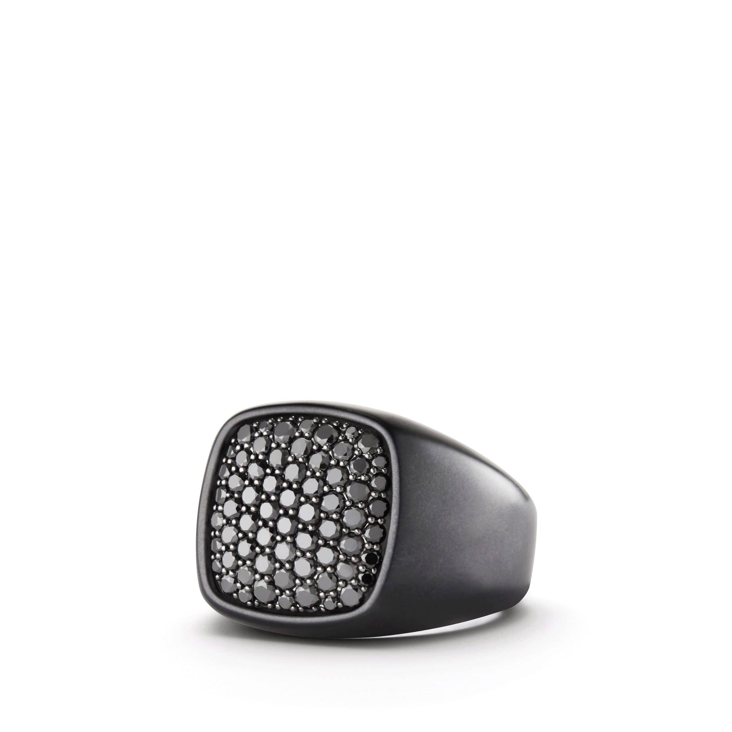 Pave Signet Ring with Black Diamonds and Black Titanium - David Yurman- Diamond Cellar