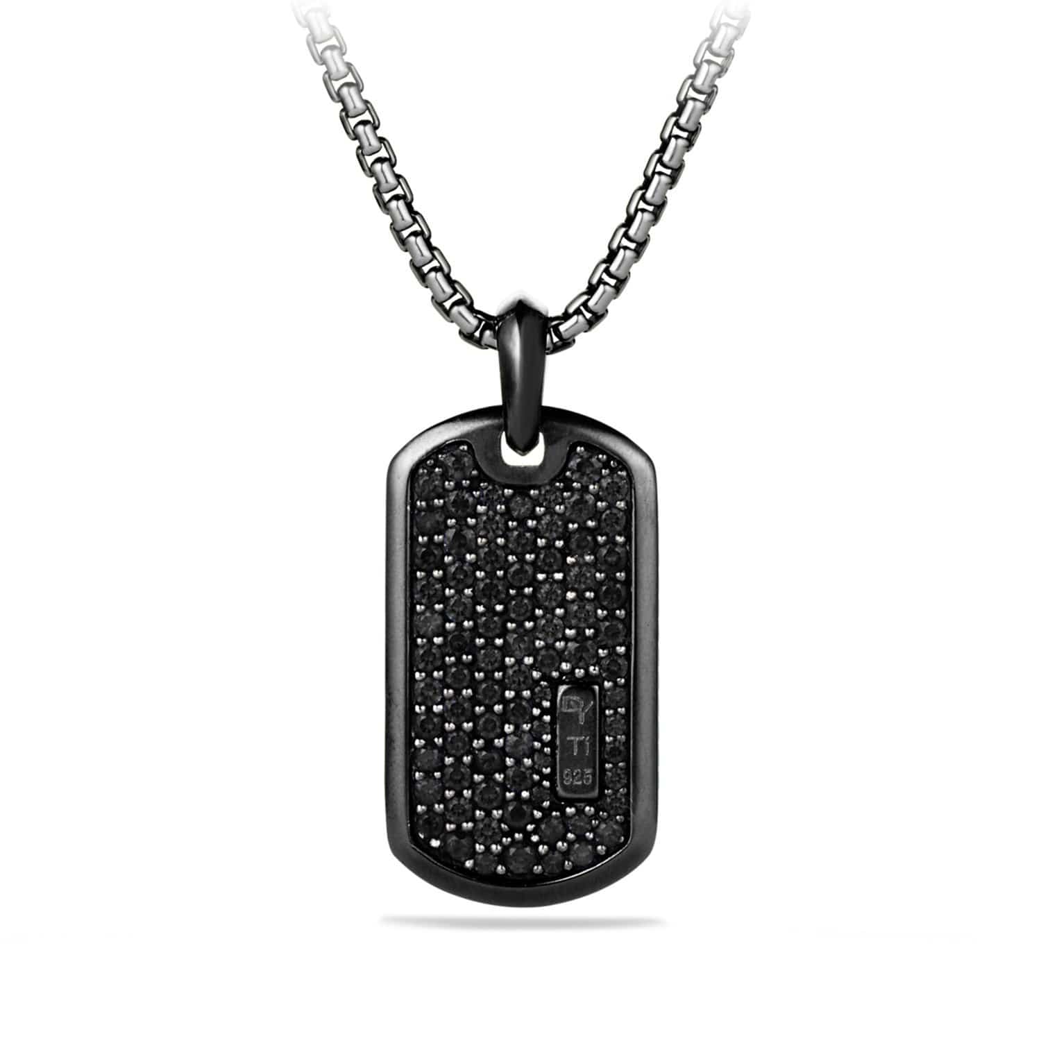 Pave Tag with Black Diamonds and Black Titanium - David Yurman- Diamond Cellar