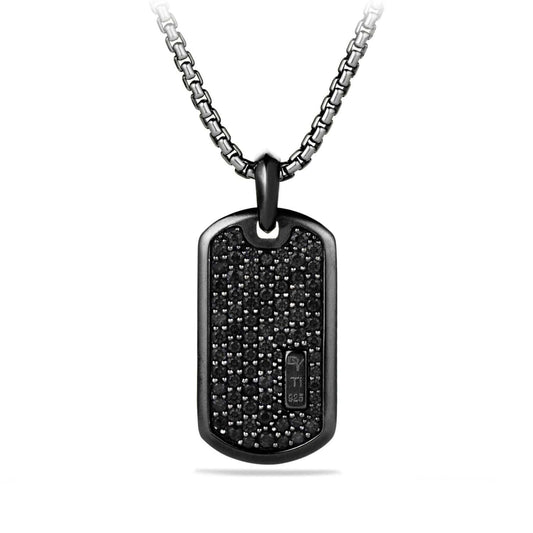 Pave Tag with Black Diamonds and Black Titanium - David Yurman- Diamond Cellar