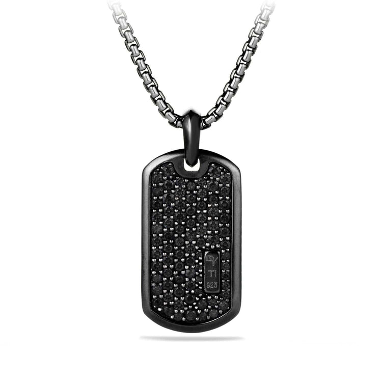 Pave Tag with Black Diamonds and Black Titanium - David Yurman- Diamond Cellar