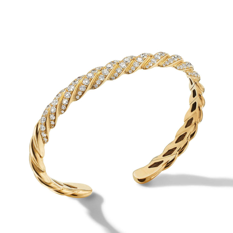 Pave X Bracelet in 18K Yellow Gold with Diamonds - David Yurman- Diamond Cellar