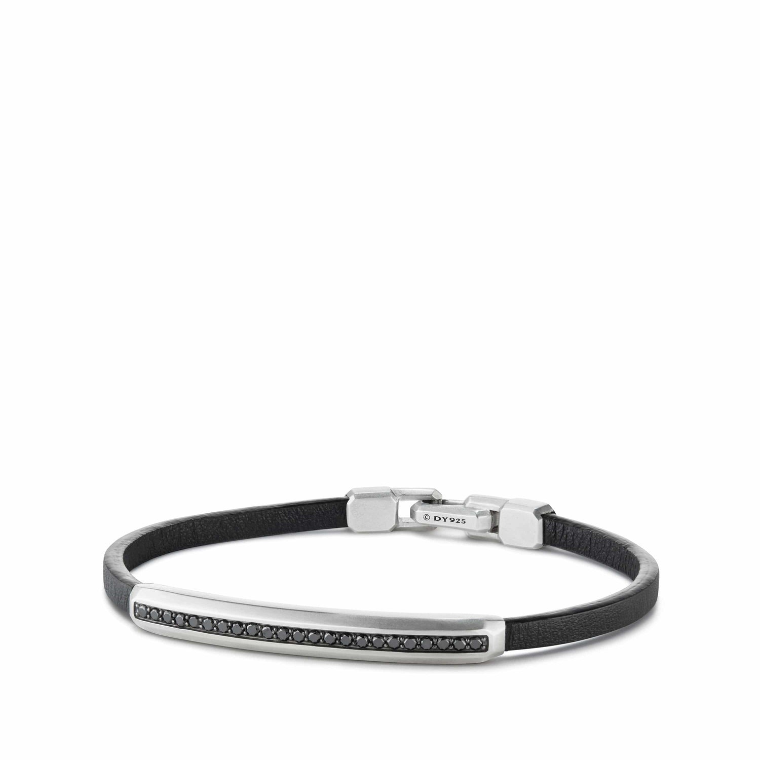 Pav頌eather ID Bracelet with Black Diamonds - David Yurman- Diamond Cellar