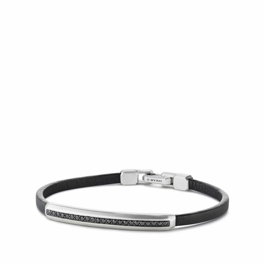 Pav頌eather ID Bracelet with Black Diamonds - David Yurman- Diamond Cellar