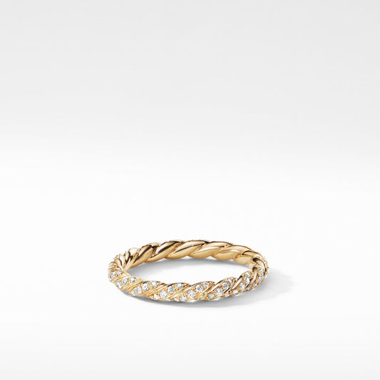 Paveflex Ring with Diamonds in 18K Gold - David Yurman- Diamond Cellar