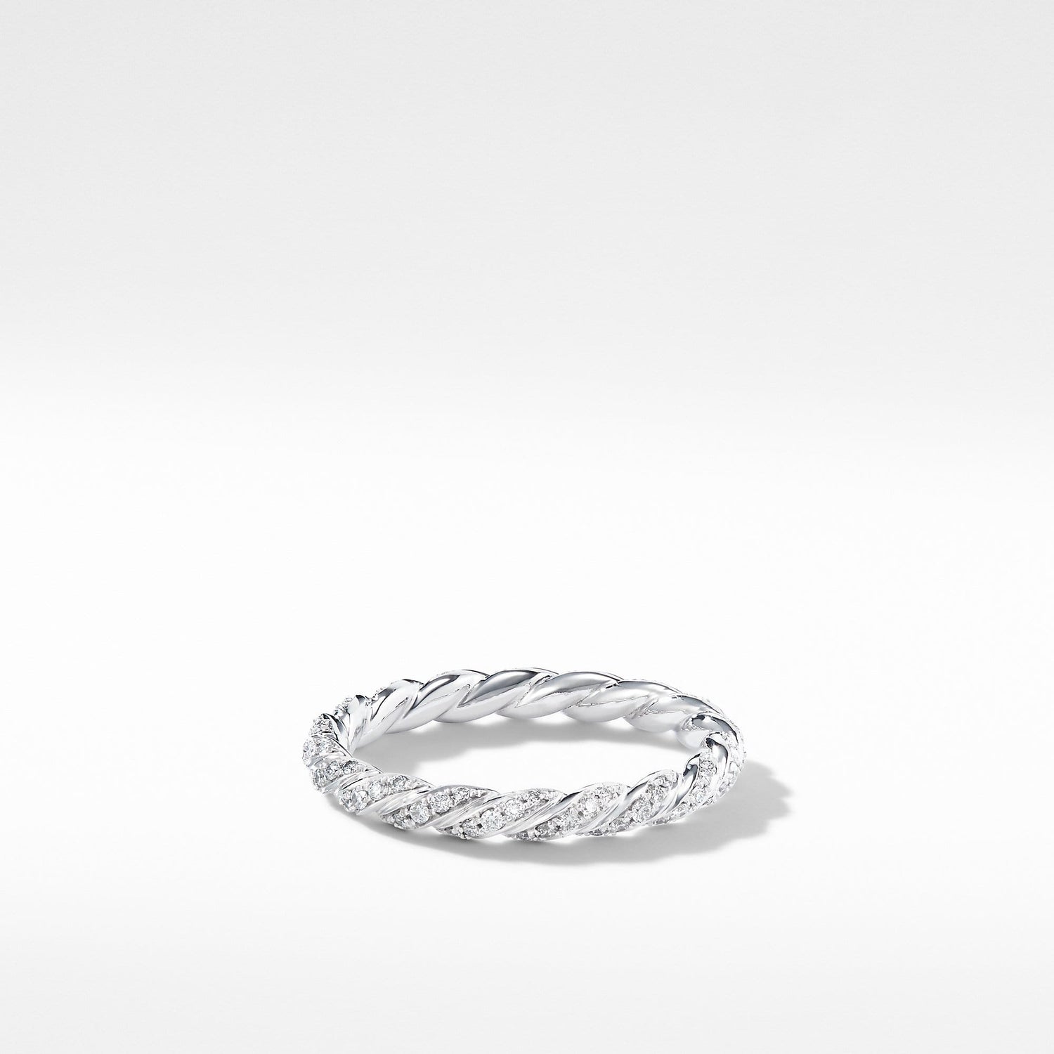 Paveflex Ring with Diamonds in 18K White Gold, 2.7mm - David Yurman- Diamond Cellar