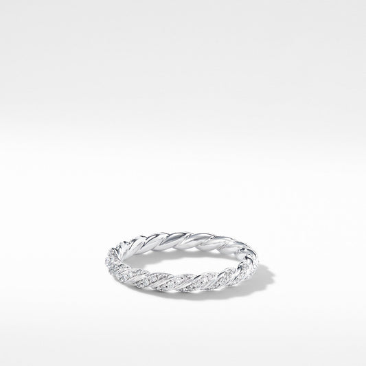 Paveflex Ring with Diamonds in 18K White Gold, 2.7mm - David Yurman- Diamond Cellar