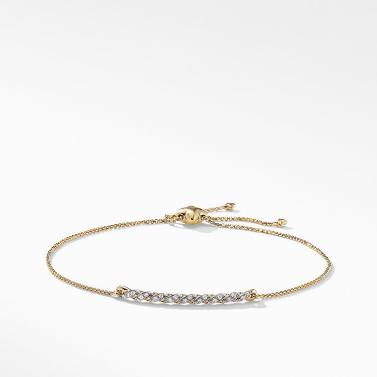 Pav馬ex Station Bracelet with Diamonds in 18K Gold - David Yurman- Diamond Cellar