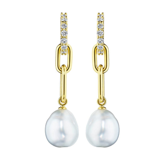 Pearl and Diamond Link Earrings - Penny Preville- Diamond Cellar
