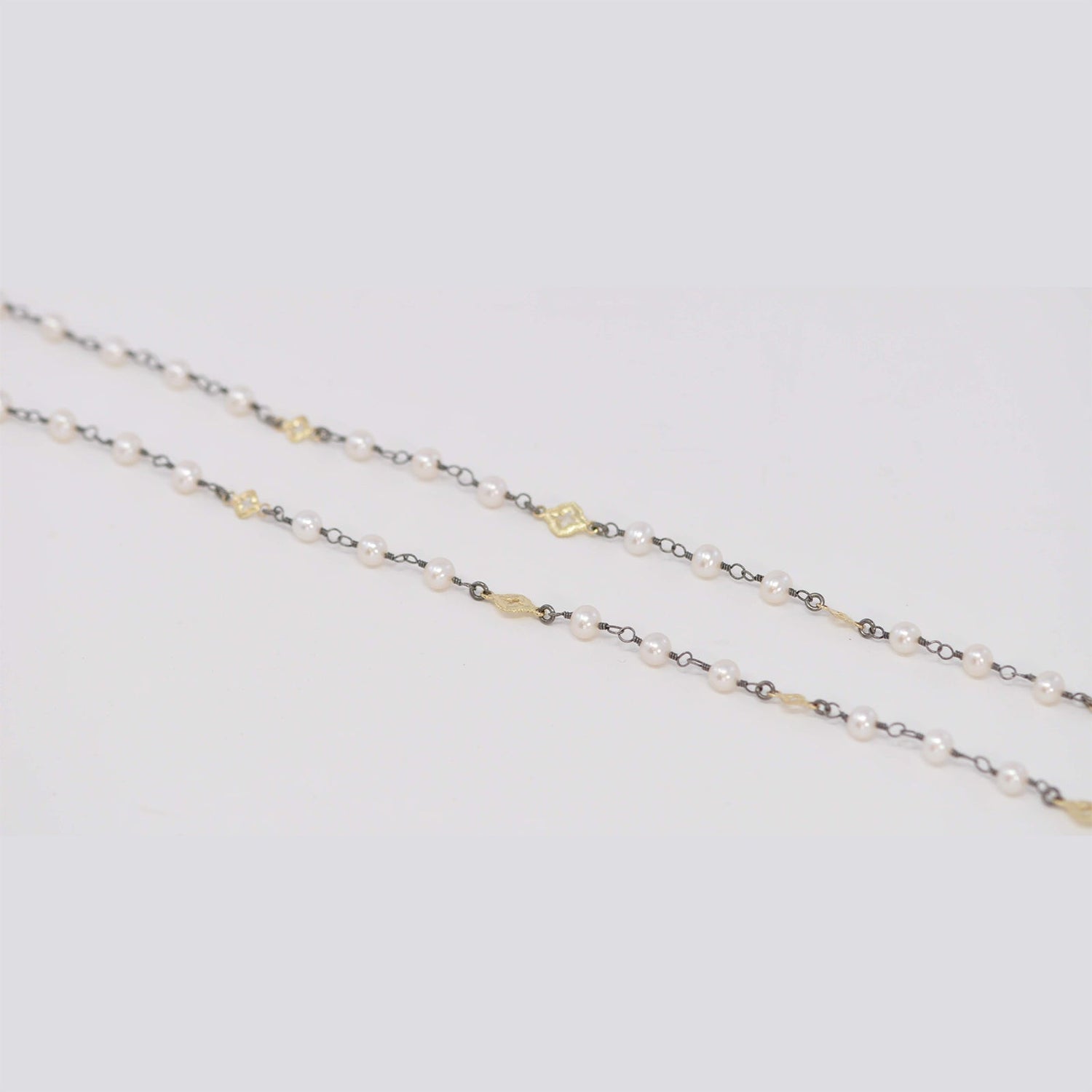 Pearl and Open Scroll Station Necklace - Armenta- Diamond Cellar