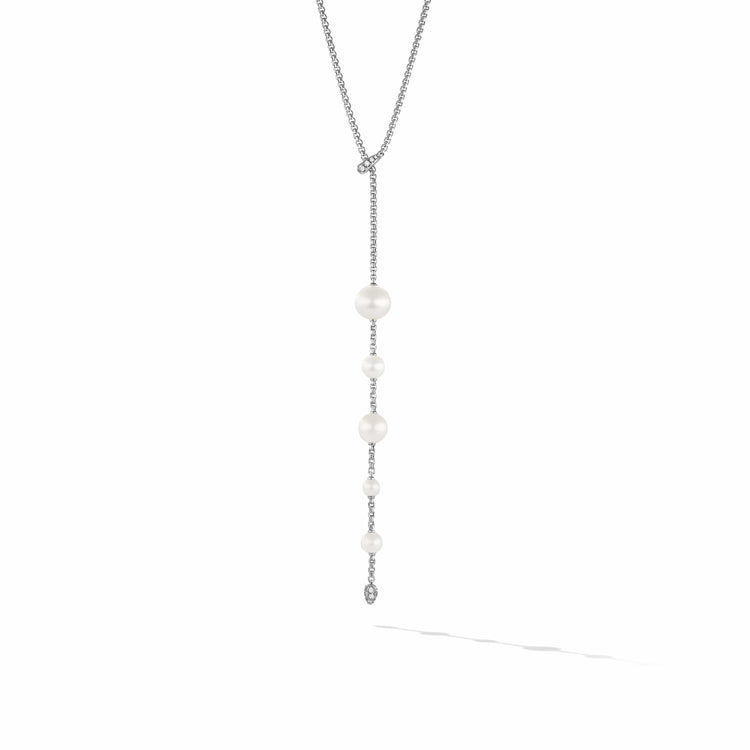 Pearl and Pave Necklace in Sterling Silver with Diamonds - David Yurman- Diamond Cellar