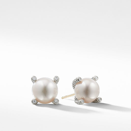 Pearl Earrings with Diamonds - David Yurman- Diamond Cellar