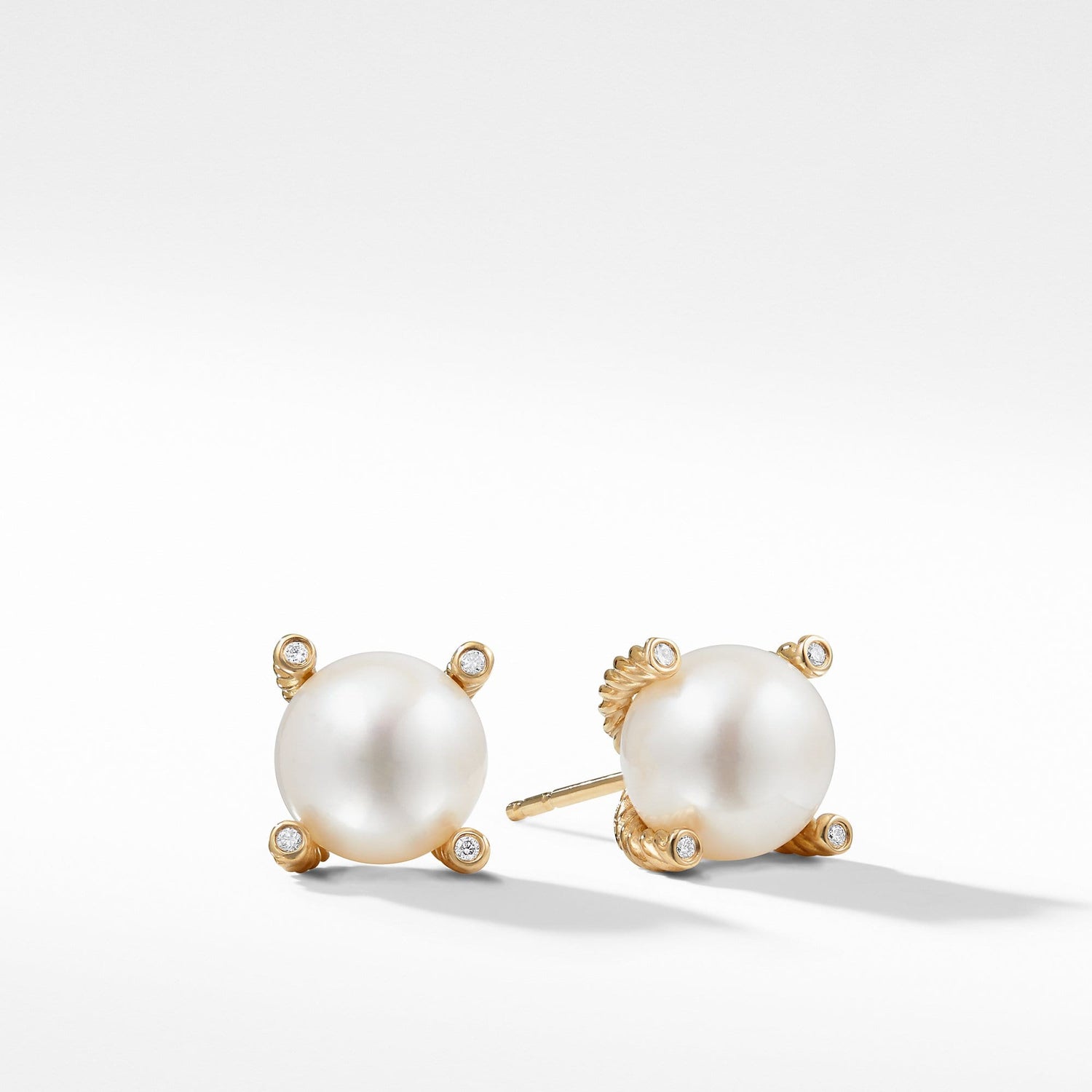 Pearl Earrings with Diamonds in Gold - David Yurman- Diamond Cellar