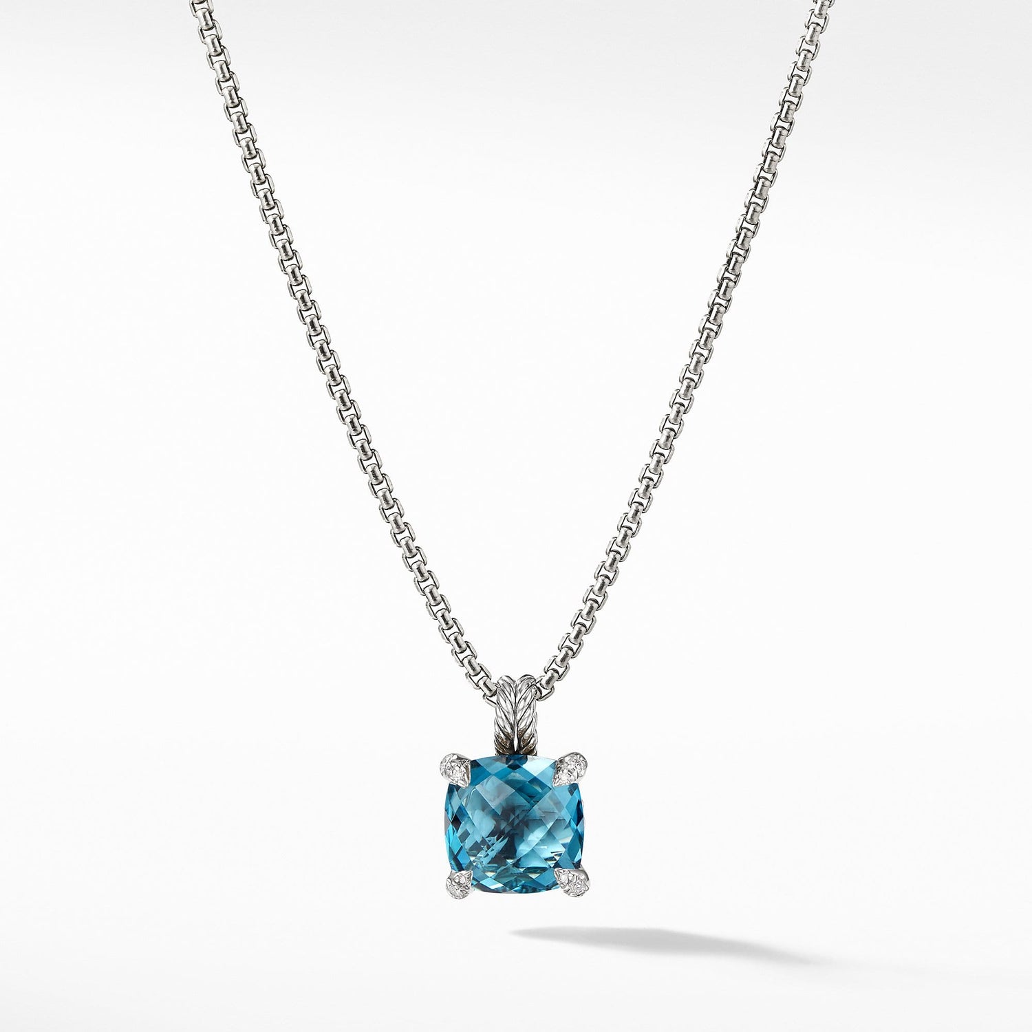 Pendant Necklace with Hampton Blue Topaz and Diamonds - David Yurman- Diamond Cellar