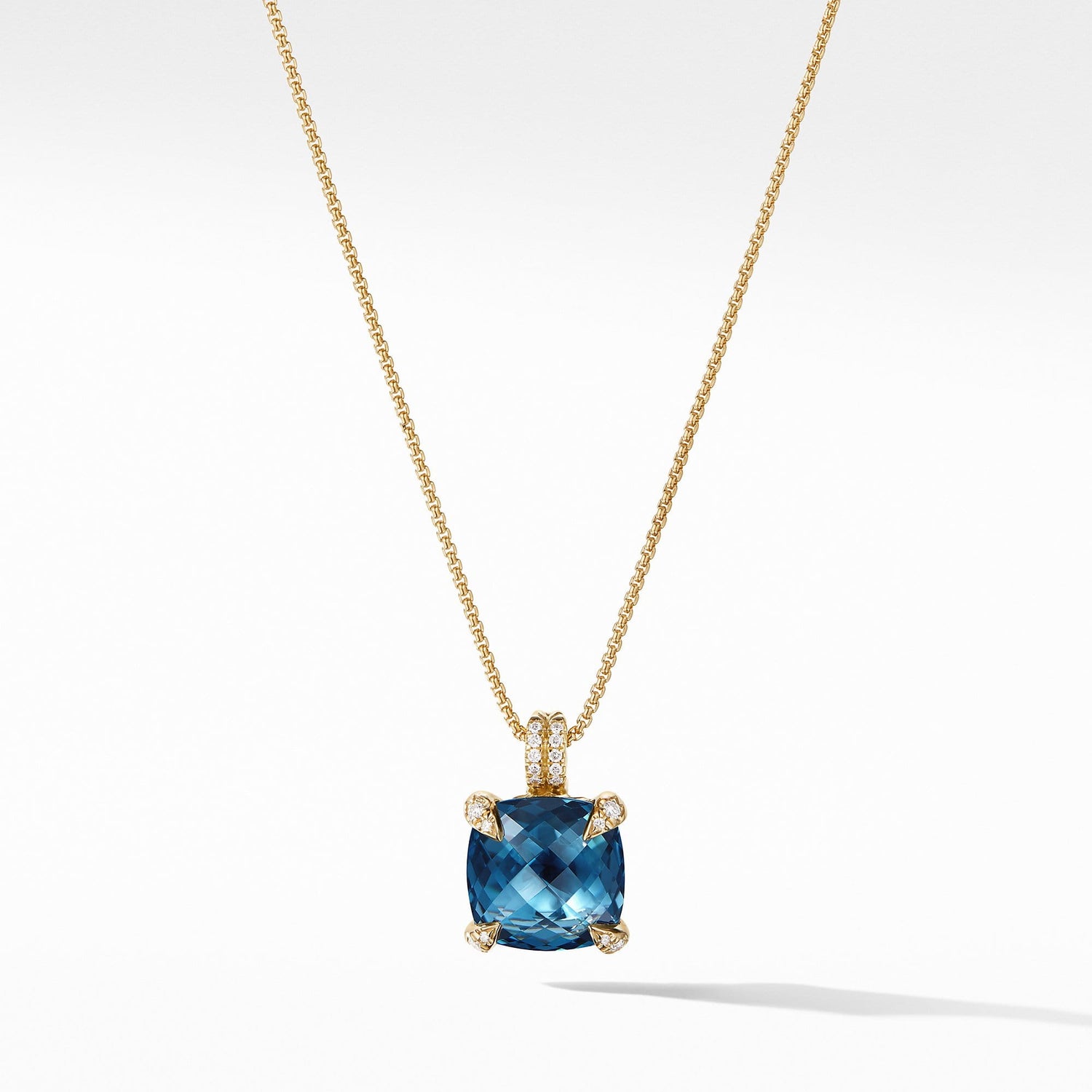 Pendant Necklace with Hampton Blue Topaz and Diamonds in 18K Gold - David Yurman- Diamond Cellar