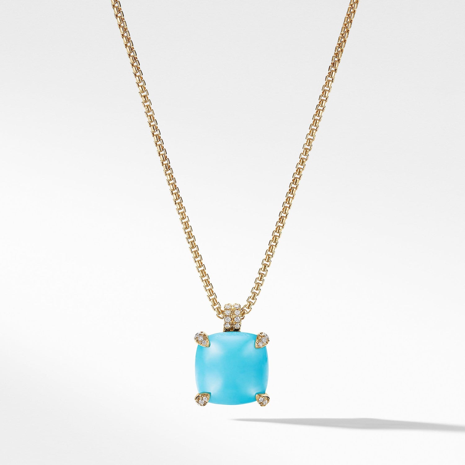 Pendant Necklace with Turquoise and Diamonds in 18K Gold - David Yurman- Diamond Cellar