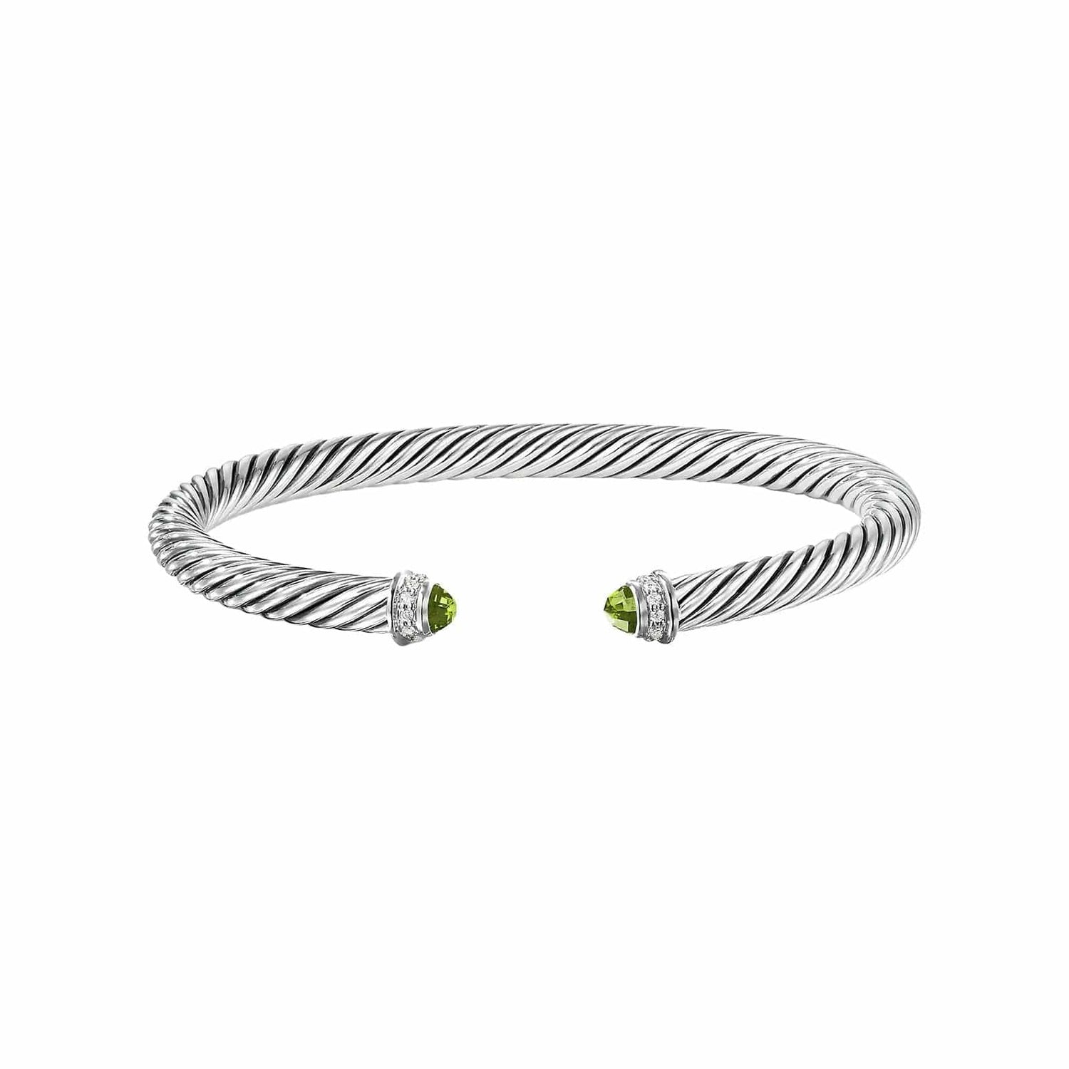 Peridot Cable Classic Cuff with Diamonds - David Yurman- Diamond Cellar