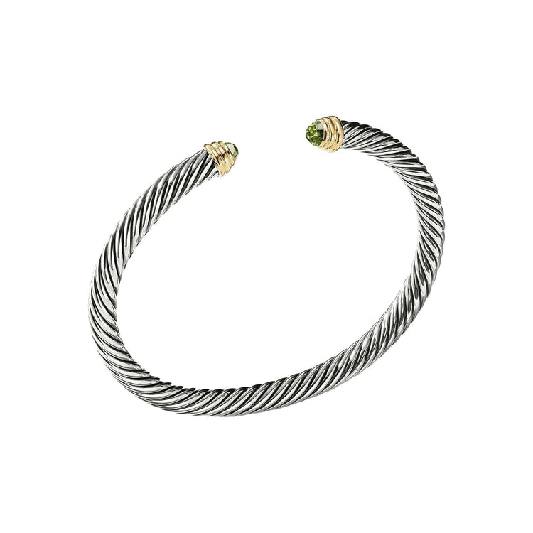 Peridot Two-Tone Cable Classic Cuff - David Yurman- Diamond Cellar