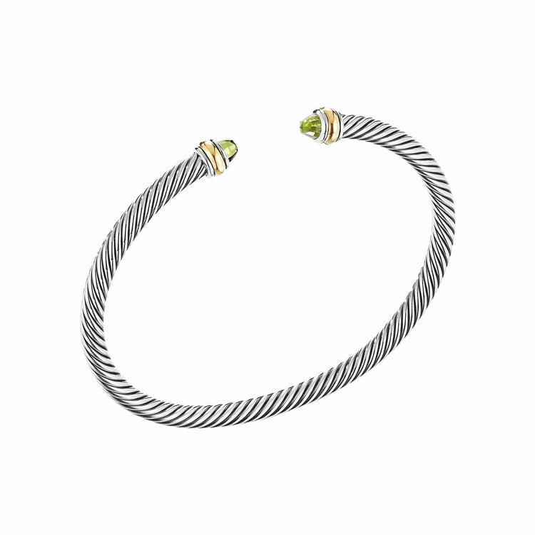 Peridot Two-Tone Cable Classic Cuff - David Yurman- Diamond Cellar
