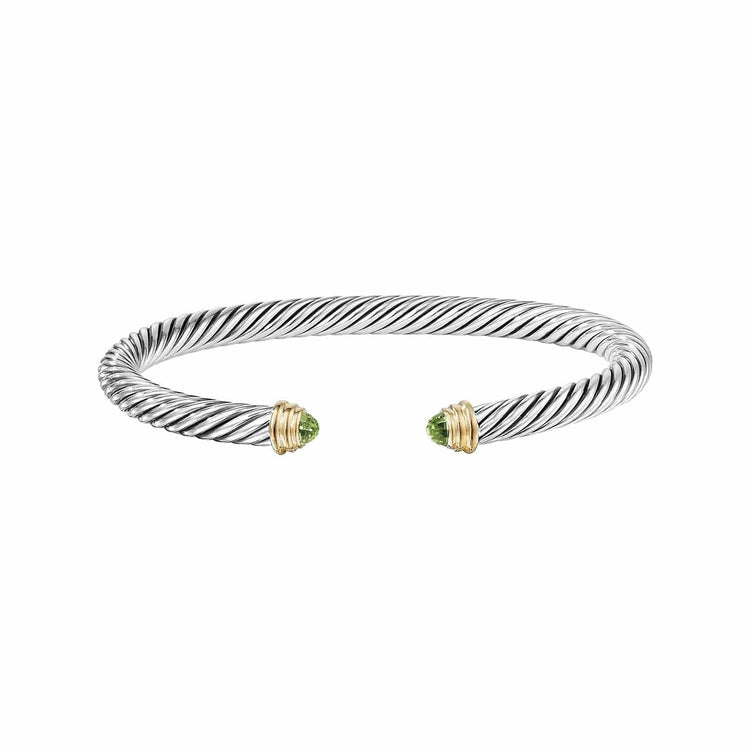 Peridot Two-Tone Cable Classic Cuff - David Yurman- Diamond Cellar