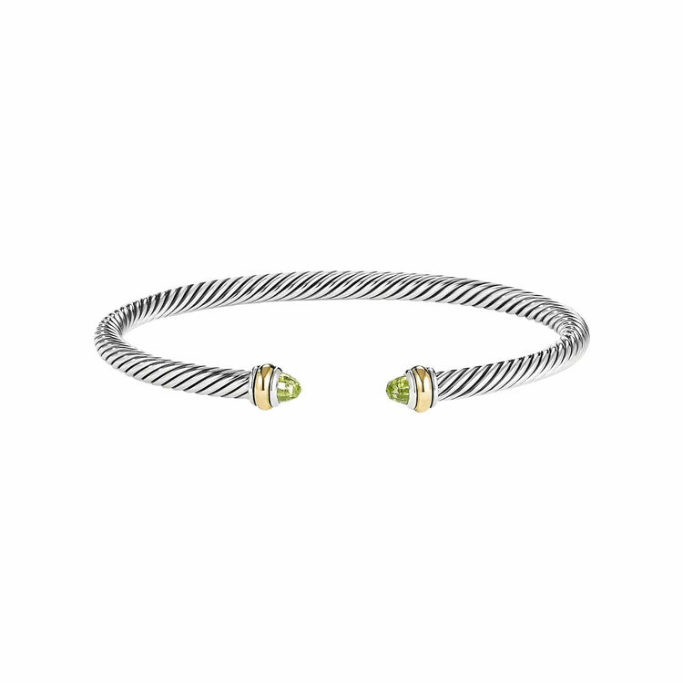 Peridot Two-Tone Cable Classic Cuff - David Yurman- Diamond Cellar