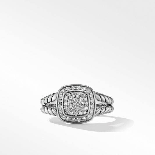 Petite Albion Ring in Sterling Silver with Pave Diamonds - David Yurman- Diamond Cellar