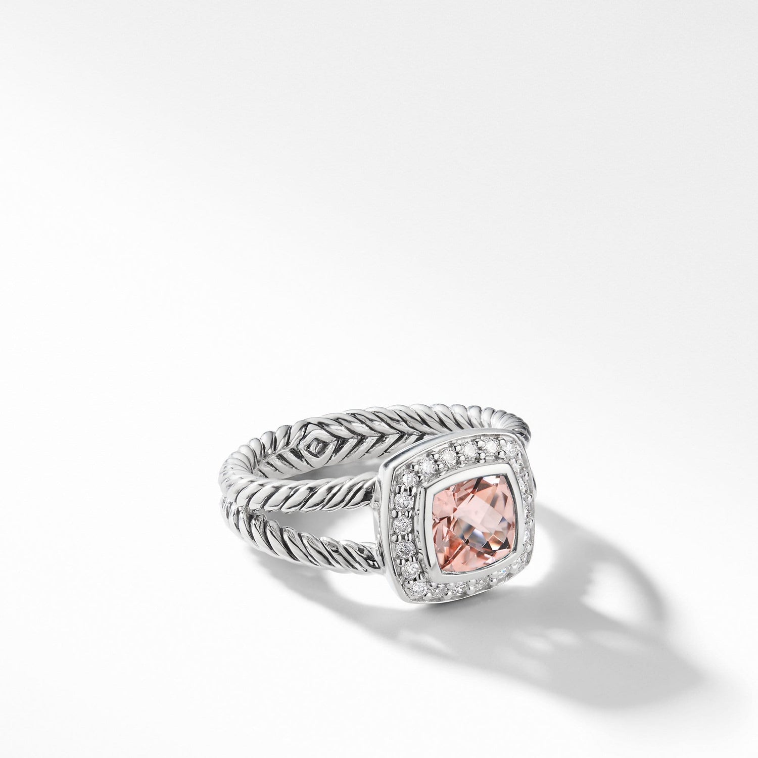 Petite Albion Ring with Morganite and Diamonds - David Yurman- Diamond Cellar