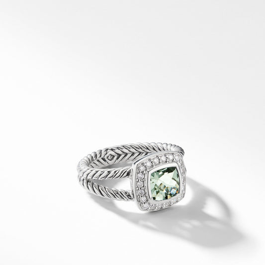 Petite Albion Ring with Prasiolite and Diamonds - David Yurman- Diamond Cellar