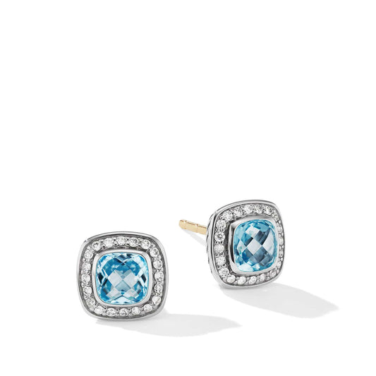 Petite Albion Stud Earrings with Blue Topaz and Pave Diamonds - David Yurman- Diamond Cellar