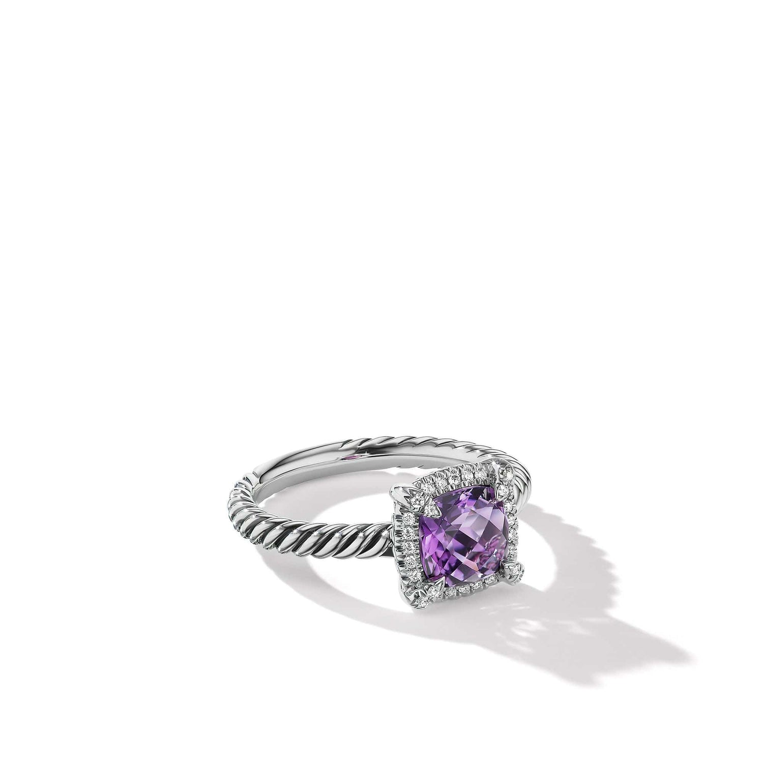 Petite Chatelaine Pave Bezel Ring with Amethyst and Diamonds - David Yurman- Diamond Cellar