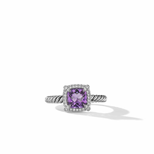 Petite Chatelaine Pave Bezel Ring with Amethyst and Diamonds - David Yurman- Diamond Cellar