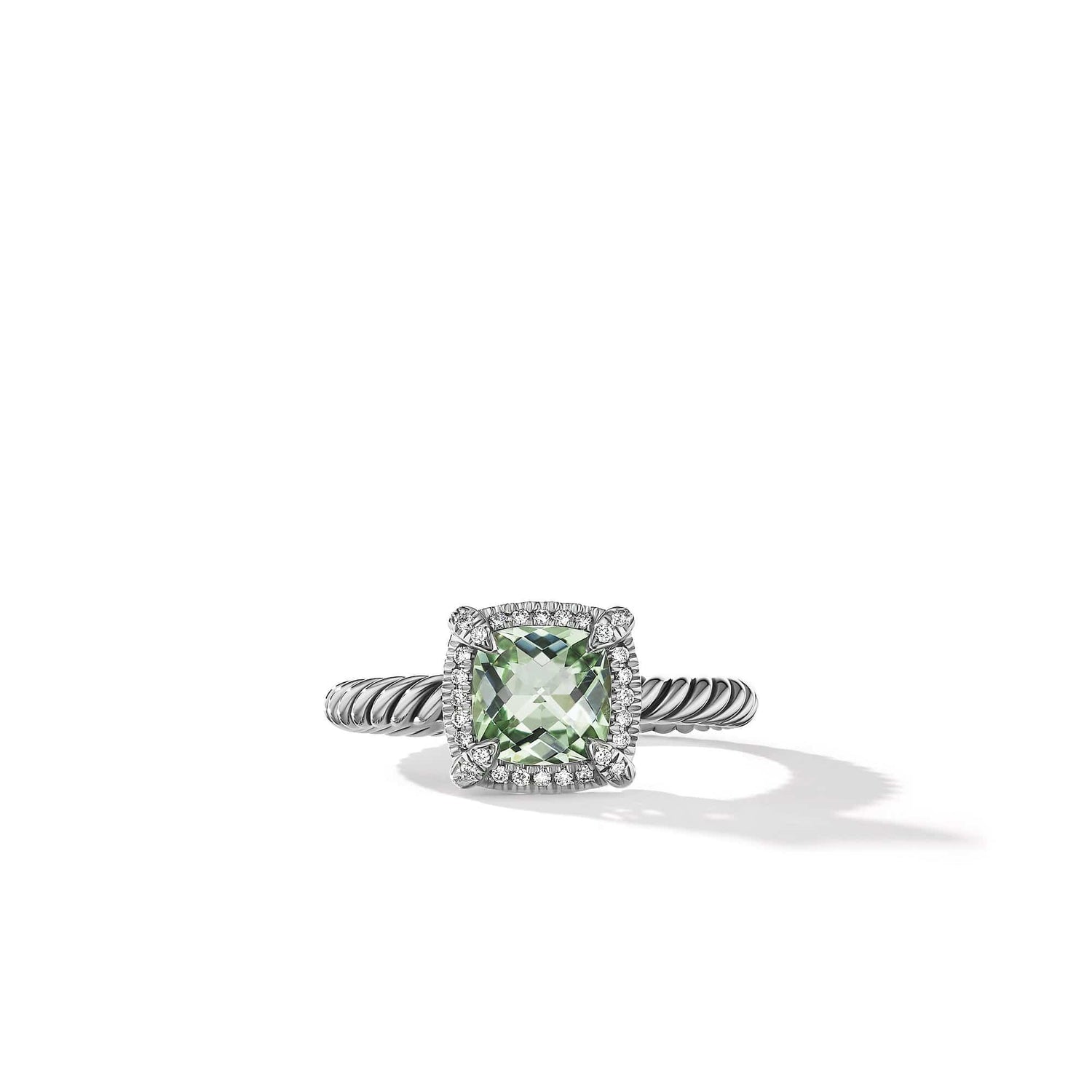 Petite Chatelaine Pave Bezel Ring with Prasiolite and Diamonds - David Yurman- Diamond Cellar