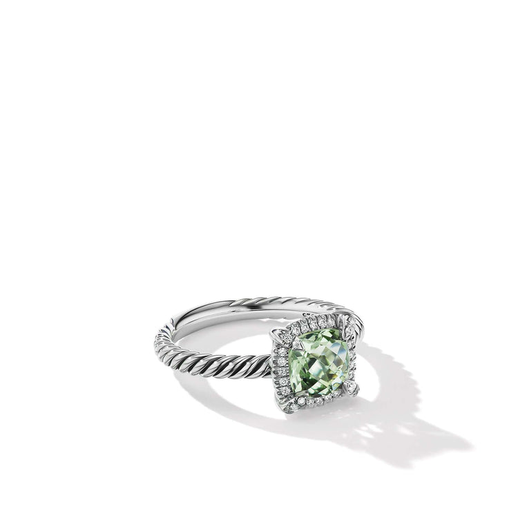 Petite Chatelaine Pave Bezel Ring with Prasiolite and Diamonds - David Yurman- Diamond Cellar