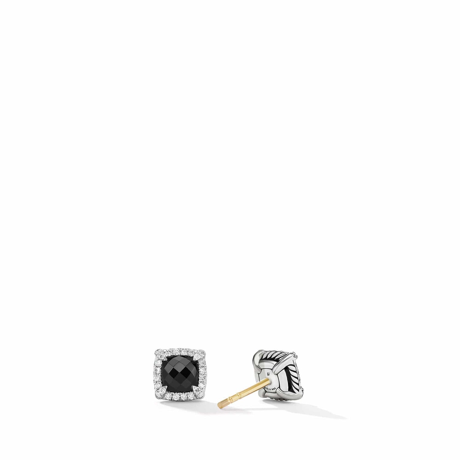 Petite Chatelaine Pave Bezel Stud Earrings with Black Onyx and Diamonds - David Yurman- Diamond Cellar