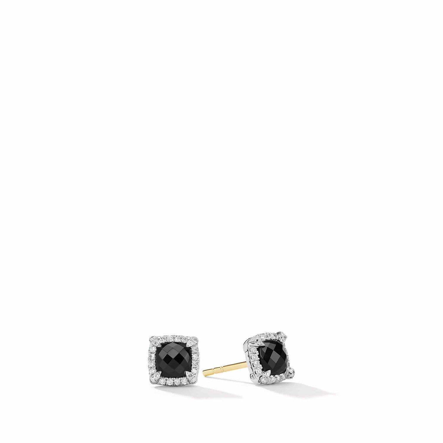 Petite Chatelaine Pave Bezel Stud Earrings with Black Onyx and Diamonds - David Yurman- Diamond Cellar