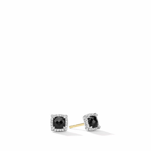 Petite Chatelaine Pave Bezel Stud Earrings with Black Onyx and Diamonds - David Yurman- Diamond Cellar