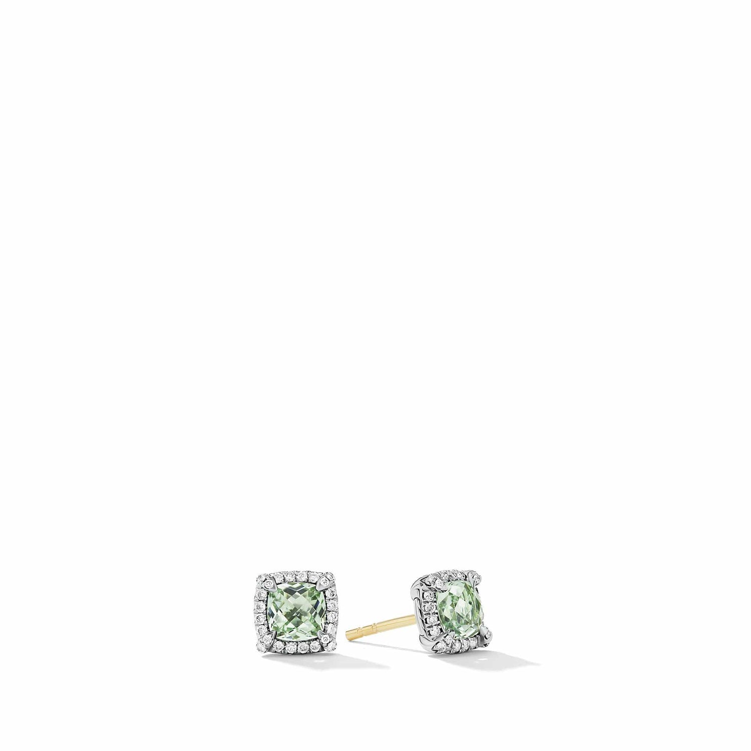 Petite Chatelaine Pave Bezel Stud Earrings with Prasiolite and Diamonds - David Yurman- Diamond Cellar