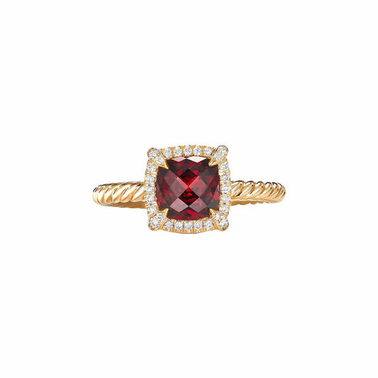 Petite Châtelaine Ring in Garnet with Diamond Halo - David Yurman- Diamond Cellar