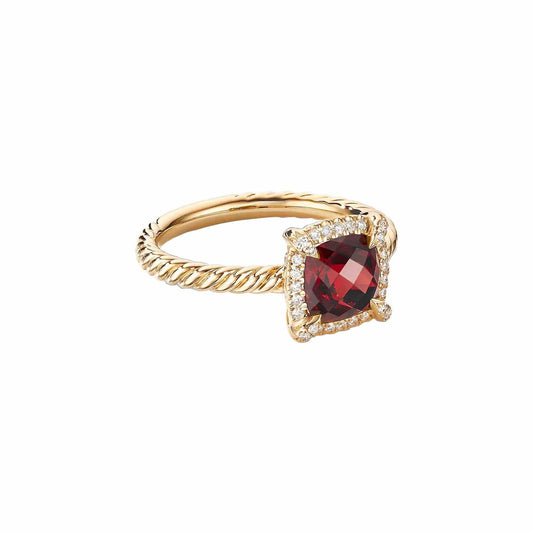 Petite Châtelaine Ring in Garnet with Diamond Halo - David Yurman- Diamond Cellar