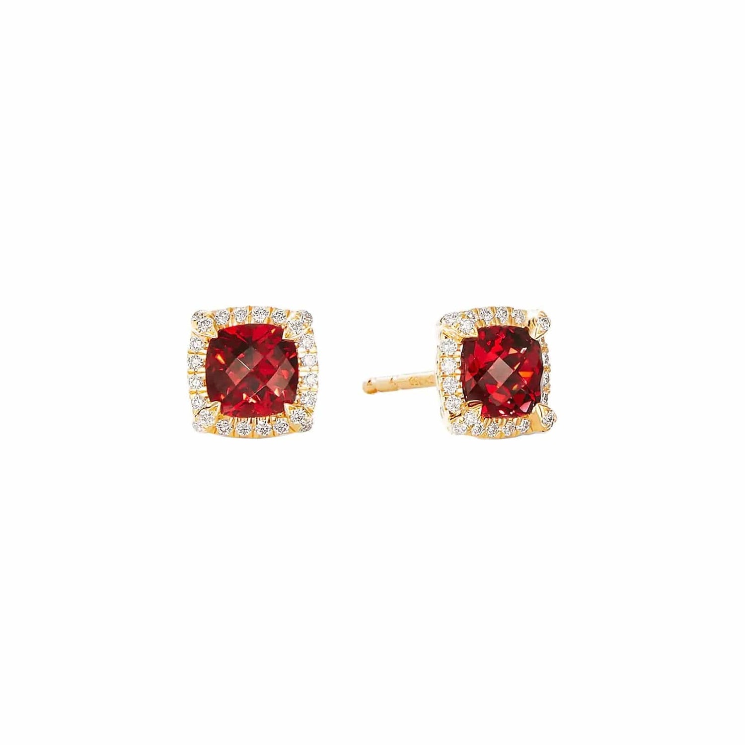 Petite Châtelaine Stud Earrings in Garnet with Diamond Halo - David Yurman- Diamond Cellar