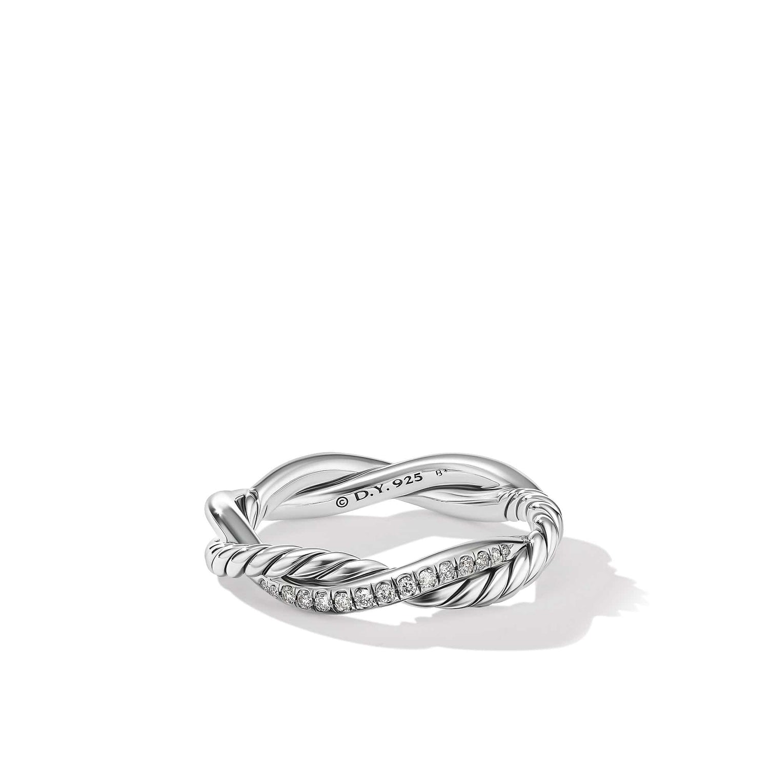 Petite Infinity Band Ring in Sterling Silver with Pave Diamonds - David Yurman- Diamond Cellar