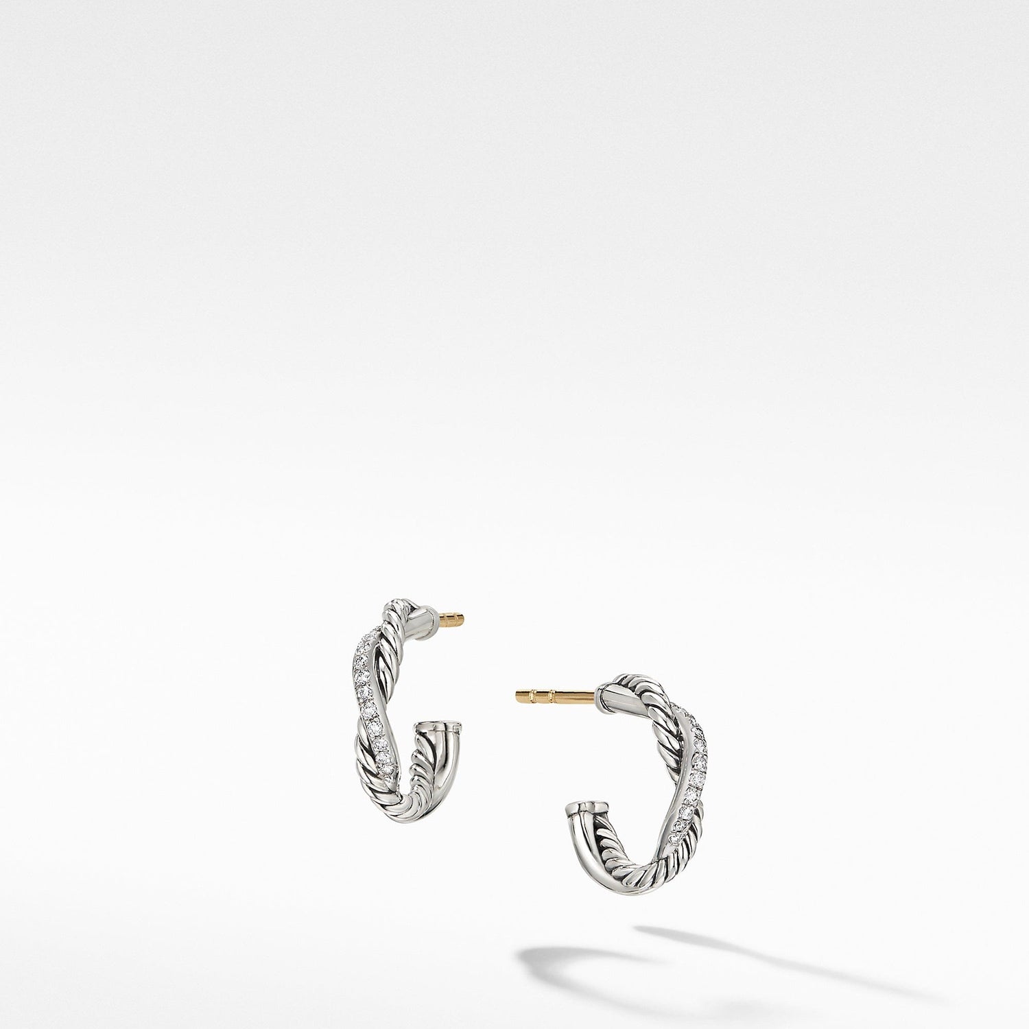 Petite Infinity Huggie Hoop Earring with Pave Diamonds - David Yurman- Diamond Cellar