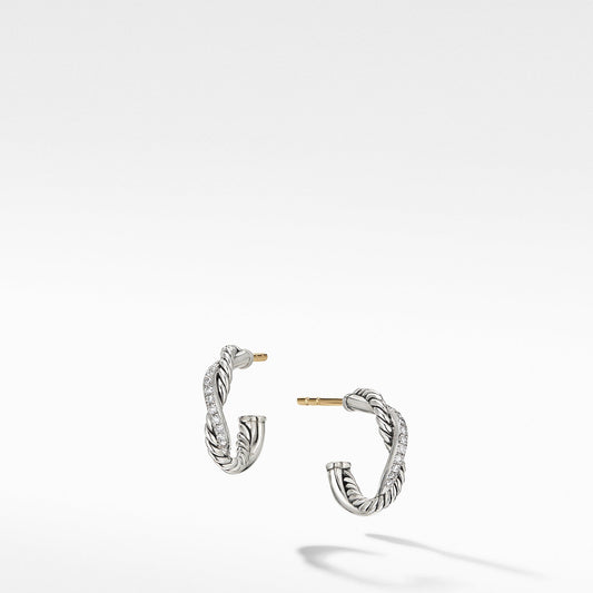 Petite Infinity Huggie Hoop Earring with Pave Diamonds - David Yurman- Diamond Cellar