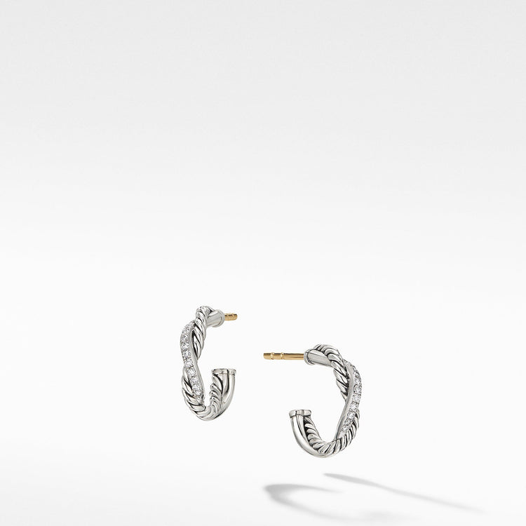 Petite Infinity Huggie Hoop Earring with Pave Diamonds - David Yurman- Diamond Cellar