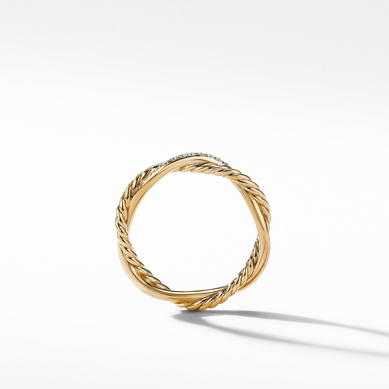 Petite Infinity Twisted Ring in 18K Yellow Gold with Pave Diamonds - David Yurman- Diamond Cellar