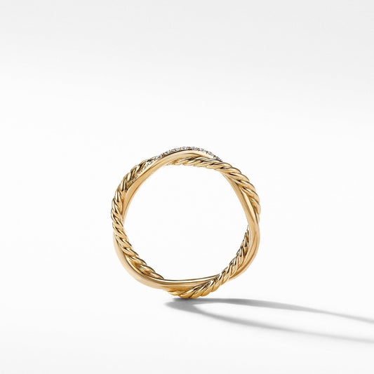 Petite Infinity Twisted Ring in 18K Yellow Gold with Pave Diamonds - David Yurman- Diamond Cellar