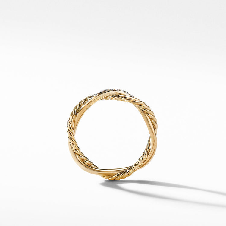 Petite Infinity Twisted Ring in 18K Yellow Gold with Pave Diamonds - David Yurman- Diamond Cellar