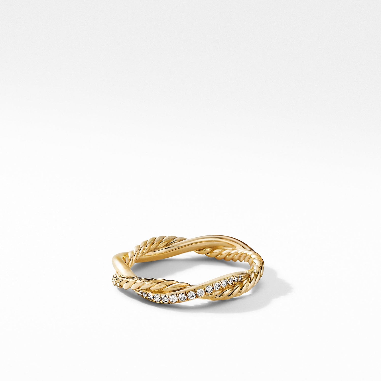 Petite Infinity Twisted Ring in 18K Yellow Gold with Pave Diamonds - David Yurman- Diamond Cellar