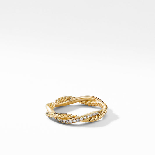Petite Infinity Twisted Ring in 18K Yellow Gold with Pave Diamonds - David Yurman- Diamond Cellar