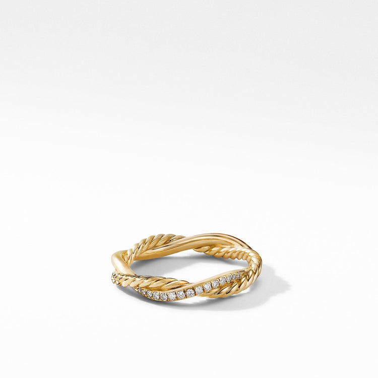 Petite Infinity Twisted Ring in 18K Yellow Gold with Pave Diamonds - David Yurman- Diamond Cellar